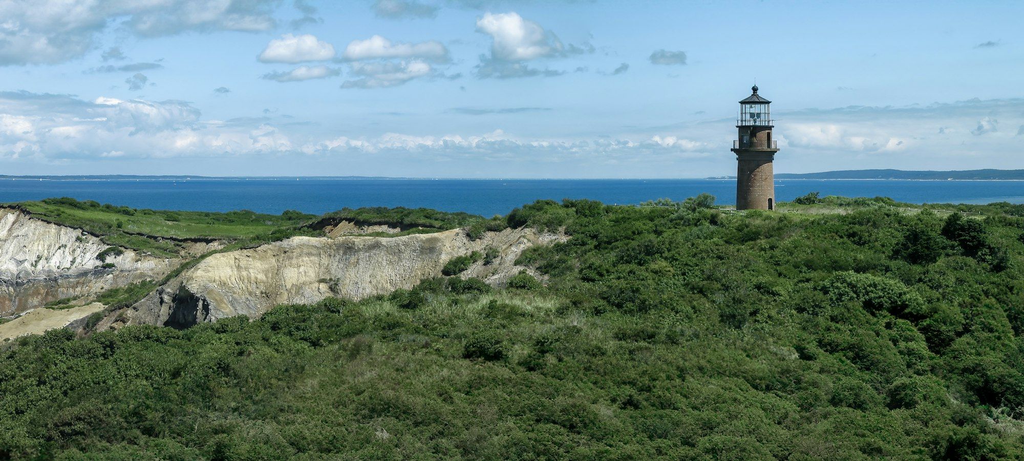 Gay Head Lighthouse above the clay cliffs at Aquinnah on Martha's Vineyard